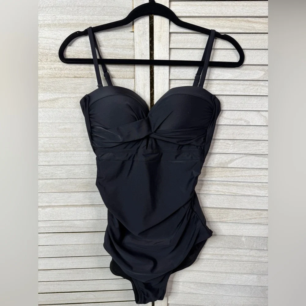 Eomenie Black One Piece Swimsuit Tummy Control Push Up Bathing Suit NWT M